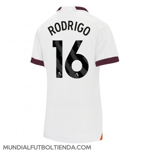 Camiseta Manchester City Rodri Hernandez #16 Segunda Equipación Replica 2023-24 para mujer mangas cortas